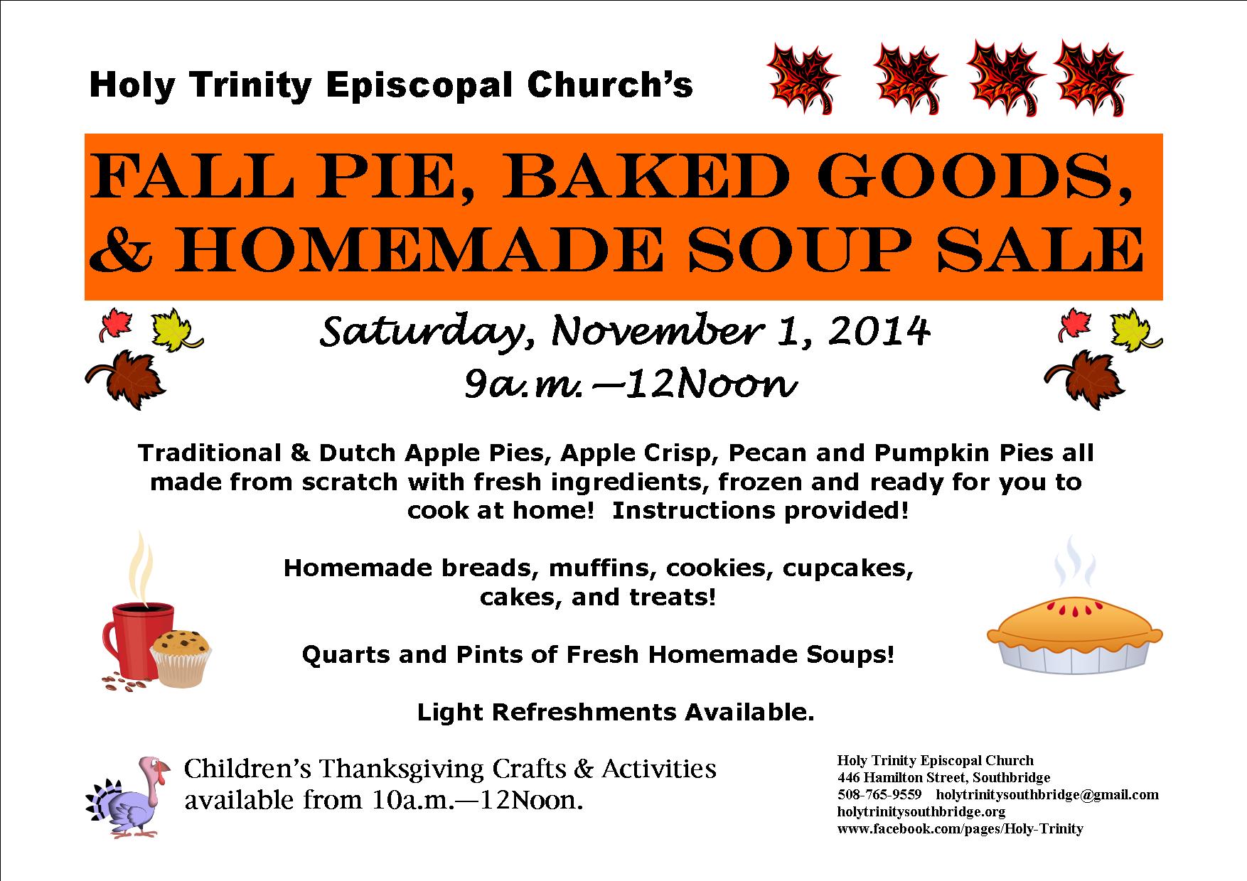 fall pie and baked goods sale flyer 2014 holy trinity episcopal home goods sale flyer